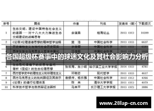 各国超级杯赛事中的球迷文化及其社会影响力分析